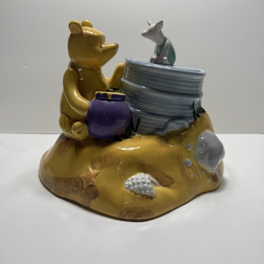VTG Treasure Craft Disney Winnie The Pooh & Piglet At The Beach Cookie Jar
